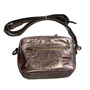 Universal Thread Metallic Pink Silver Crossbody Purse Zipper Pocket Handbag